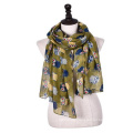 whosale 180*90 women latest new design lovely cat printed voile cotton scarf long animal scarf